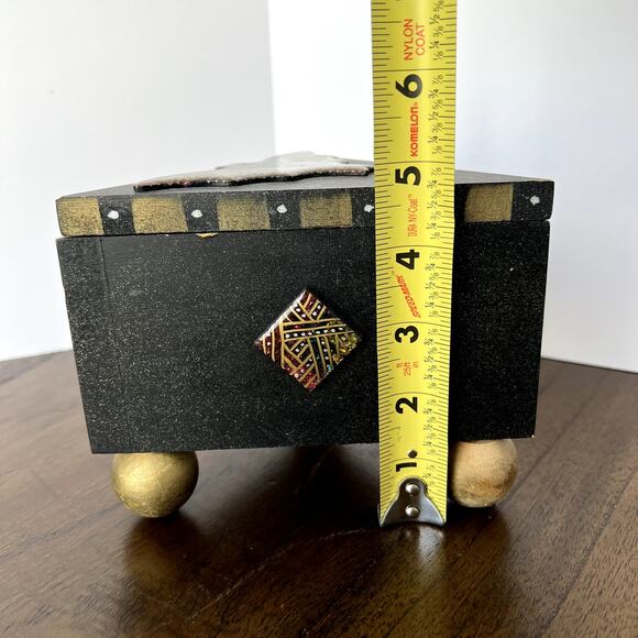 Vintage Halloween Jewelry Trinket Box, Wood, M.G.S. Art Forms 1995 Hand Painted - Picture 10 of 11